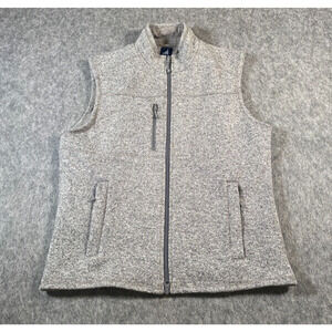 Johnnie O Full Zip Fleece Vest Sweater Mens Medium Light Heather Gray